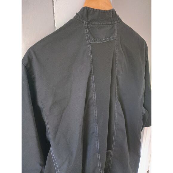 Chef works black short-sleeve chef jacket with white stitching and buttons large - Picture 9 of 15